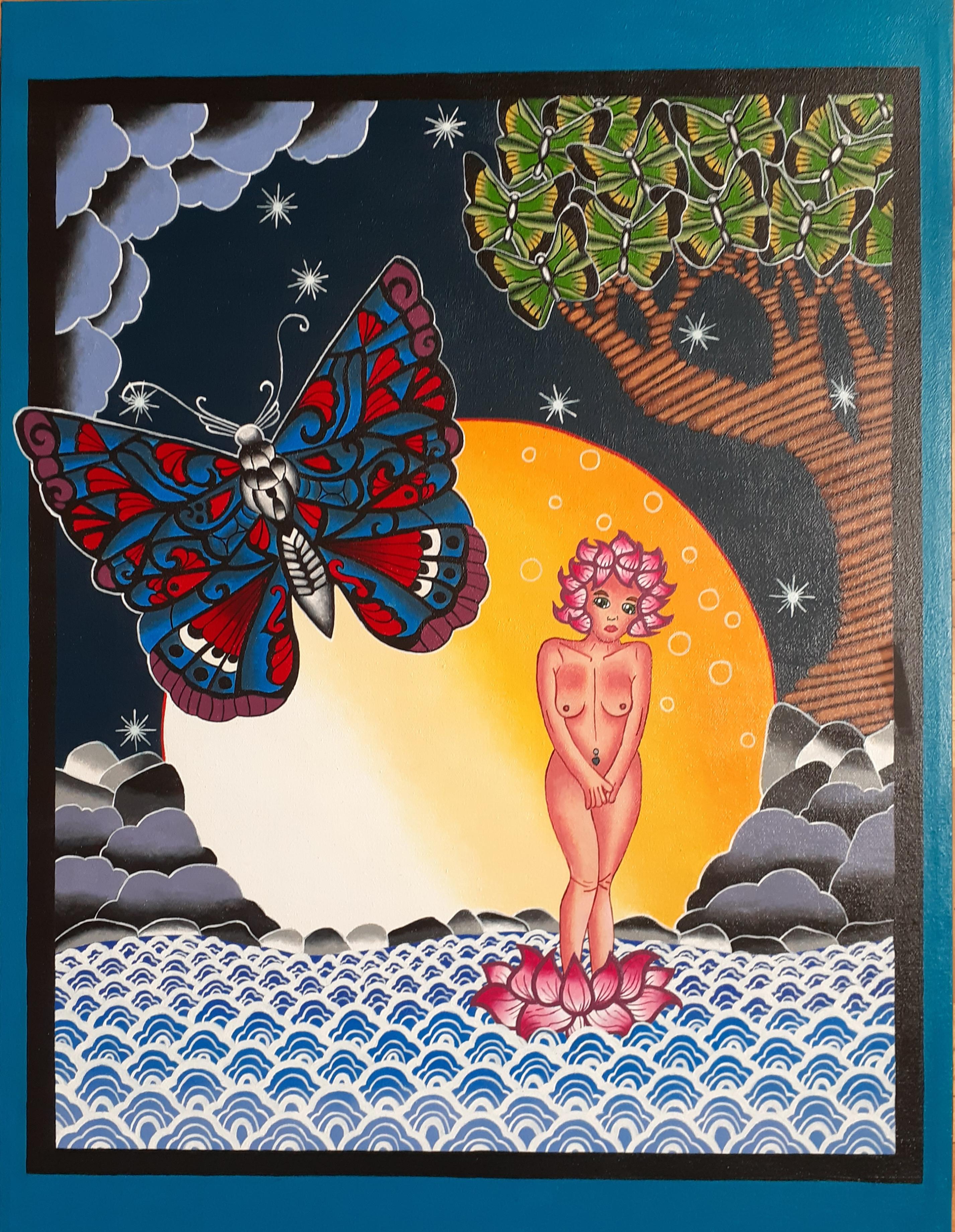 Image La fille nue aux cheveux de fleurs